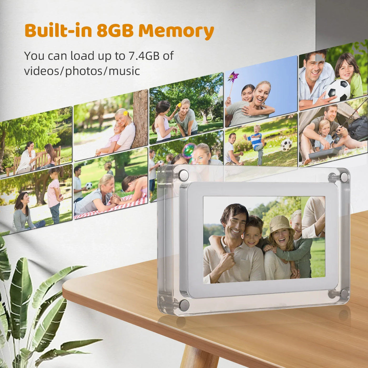 10.1" WiFi Acrylic Digital Photo Frame, 8GB Memory, Frameo App Sharing