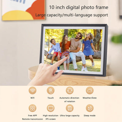 10.1" WiFi Digital Photo Frame, 32GB Storage, 1280x800 IPS Touch Panel, Uhale App Sharing