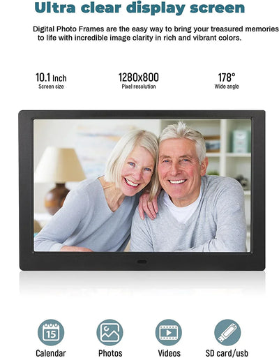 10" Digital Photo Frame, IPS Full-View Screen, 1280x800, Remote Control