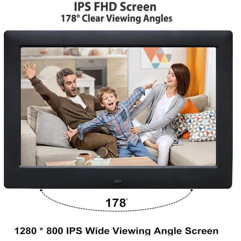 10" HD IPS Digital Photo Frame, 1280x800, LED Backlight, Multi-Function Electronic Album