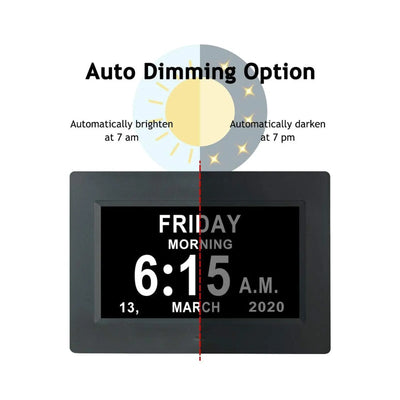 Digital LED Calendar Clock, 12 Alarms, Multi-Language Display, Medicine Reminder, Home Desk & Wall Decor