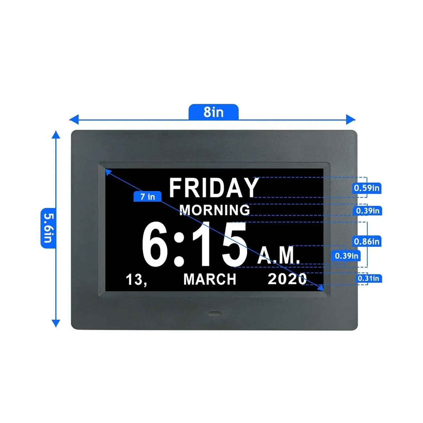 Digital LED Calendar Clock, 12 Alarms, Multi-Language Display, Medicine Reminder, Home Desk & Wall Decor