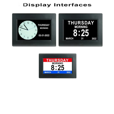 Digital LED Calendar Clock, 12 Alarms, Multi-Language Display, Medicine Reminder, Home Desk & Wall Decor