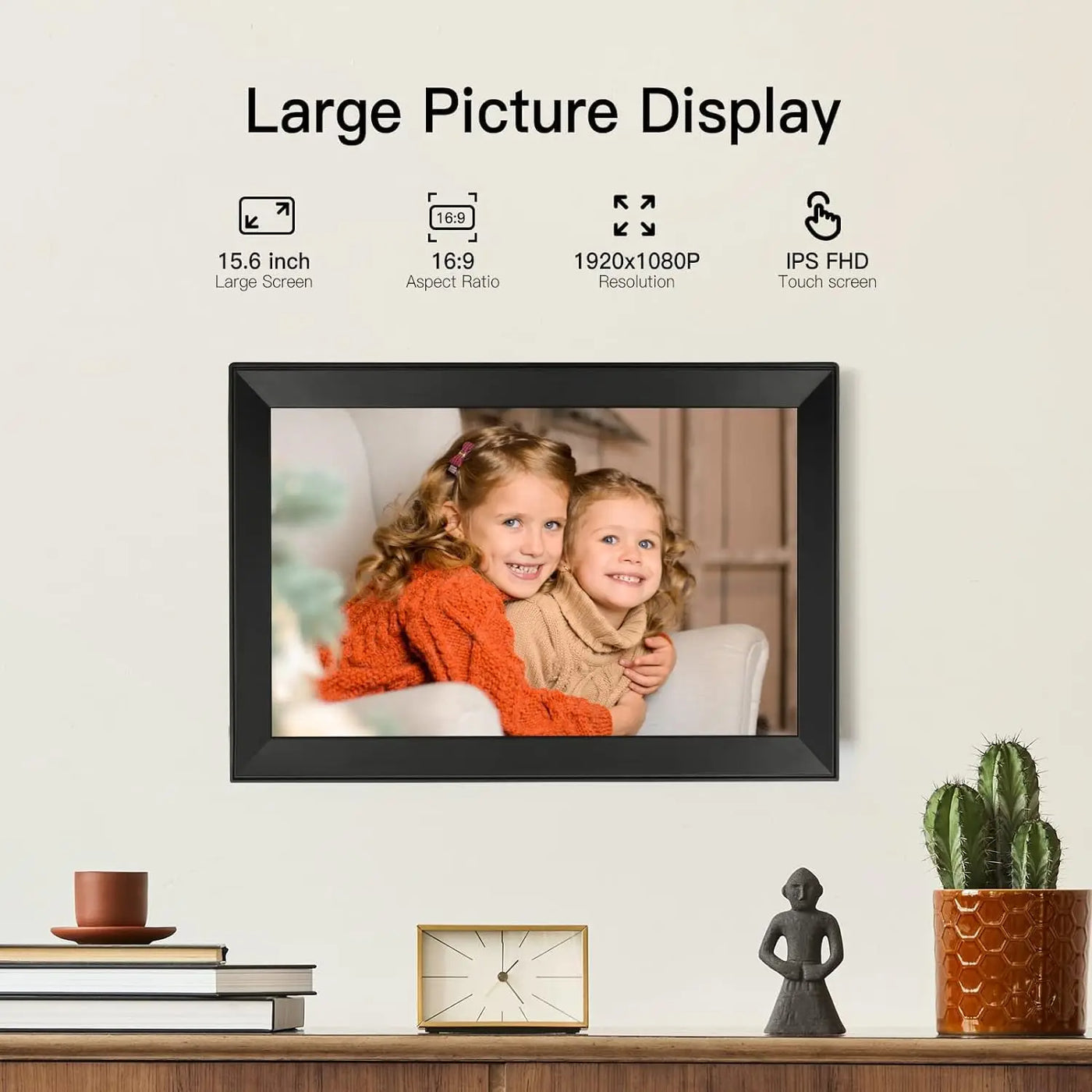 15.6" WiFi Digital Photo Frame, 1920x1080 IPS Touch Screen, 32GB Storage