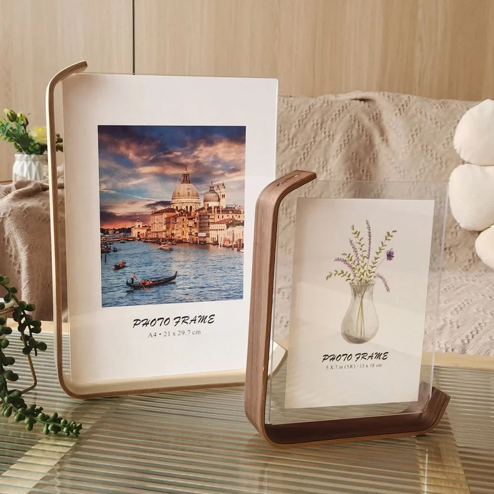 Acrylic Wooden Double-Sided Photo Frame, A4/10x15cm/15x20cm, Wedding Decor