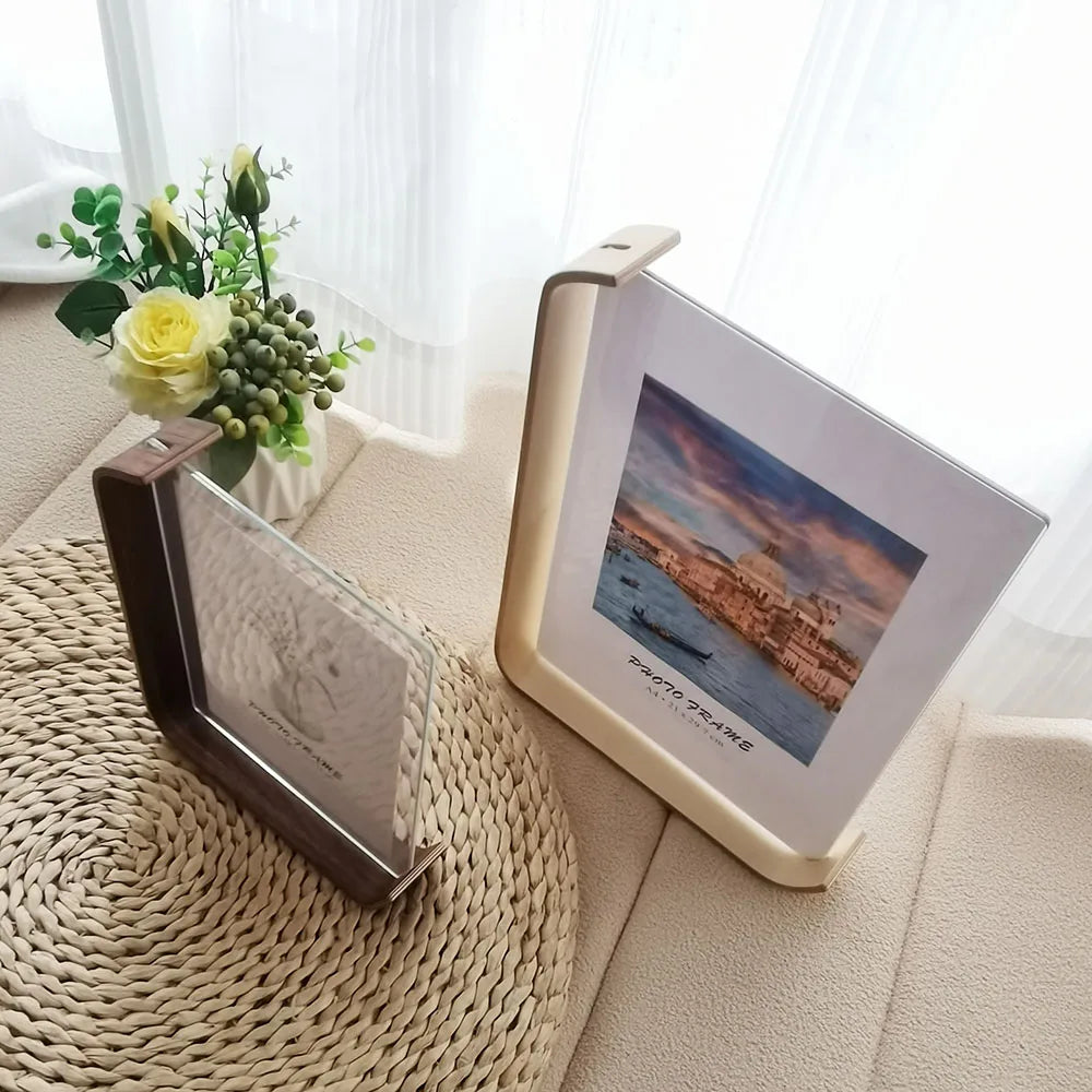 Acrylic Wooden Double-Sided Photo Frame, A4/10x15cm/15x20cm, Wedding Decor