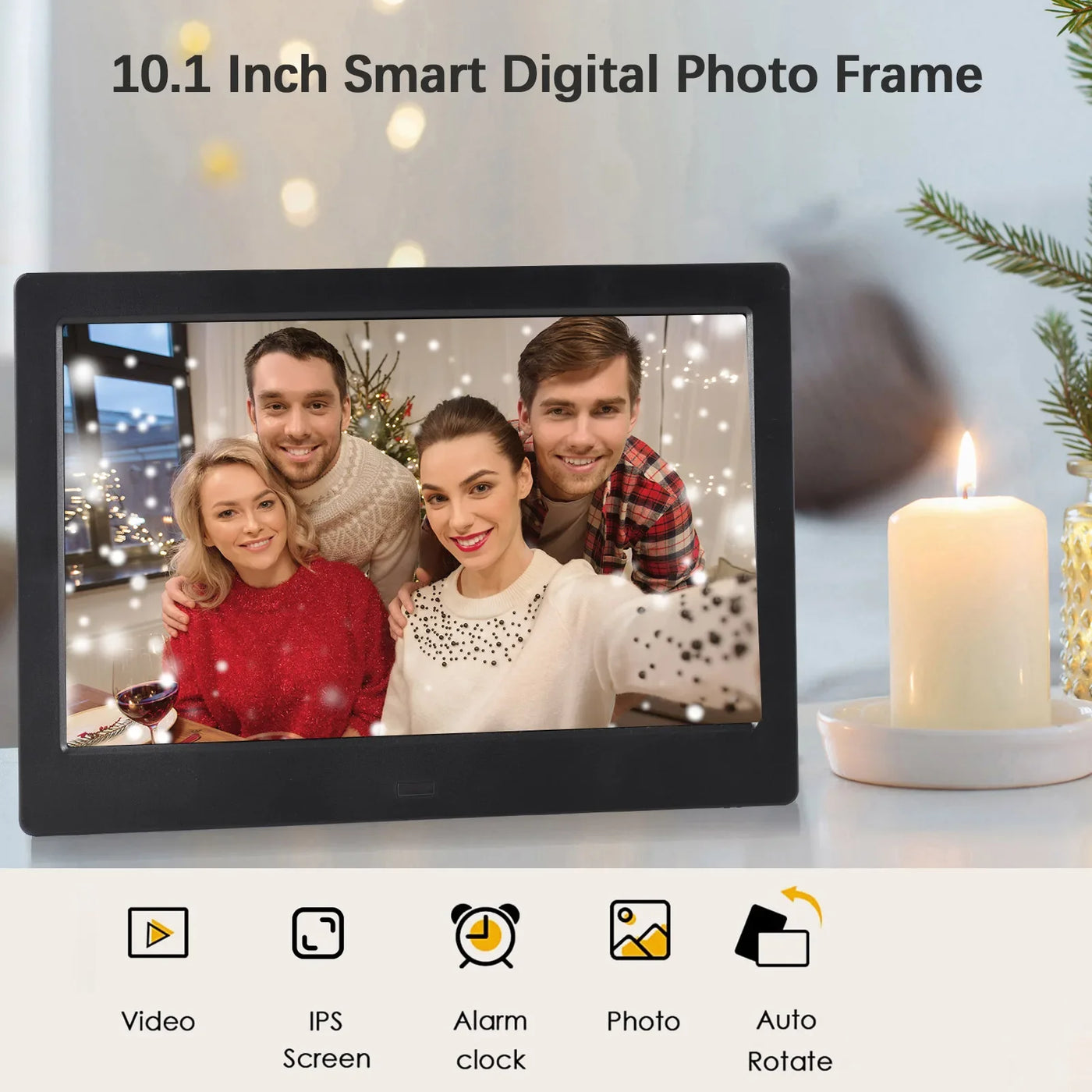 Andoer 10.1" Digital Photo Frame, IPS Screen, Desktop Electronic Album with Remote Control