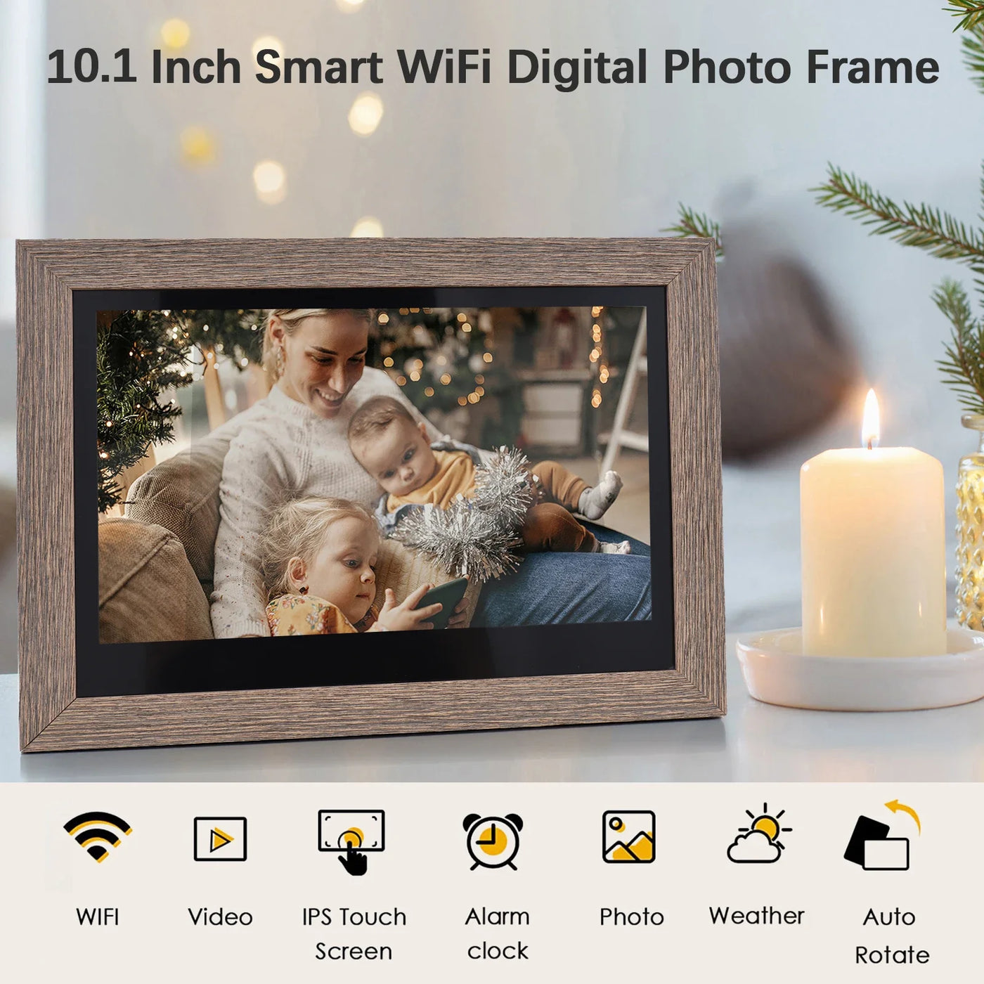 Andoer 10.1" WiFi Digital Photo Frame, 1280x800 IPS Touch Screen, 16GB Storage, App Photo Sharing