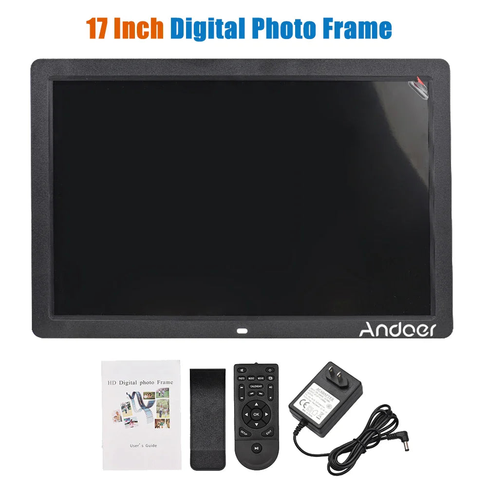 Andoer 17" LED Digital Photo Frame, 1920x1080, Electronic Picture Frame with Remote Control