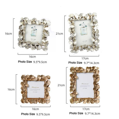 Creative Retro Golden Picture Frame, Ginkgo Leaf Design, 4" & 6" Sizes