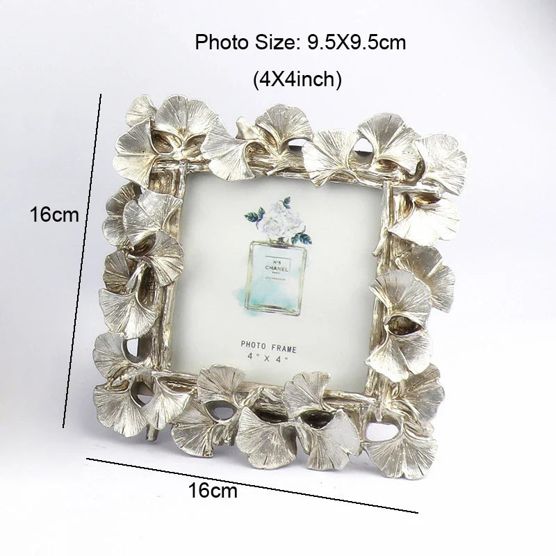 Creative Retro Golden Picture Frame, Ginkgo Leaf Design, 4" & 6" Sizes