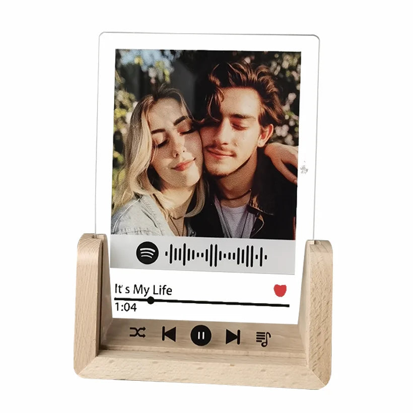 Custom Acrylic Photo Frame Wooden Spotify Song Code Picture Frame