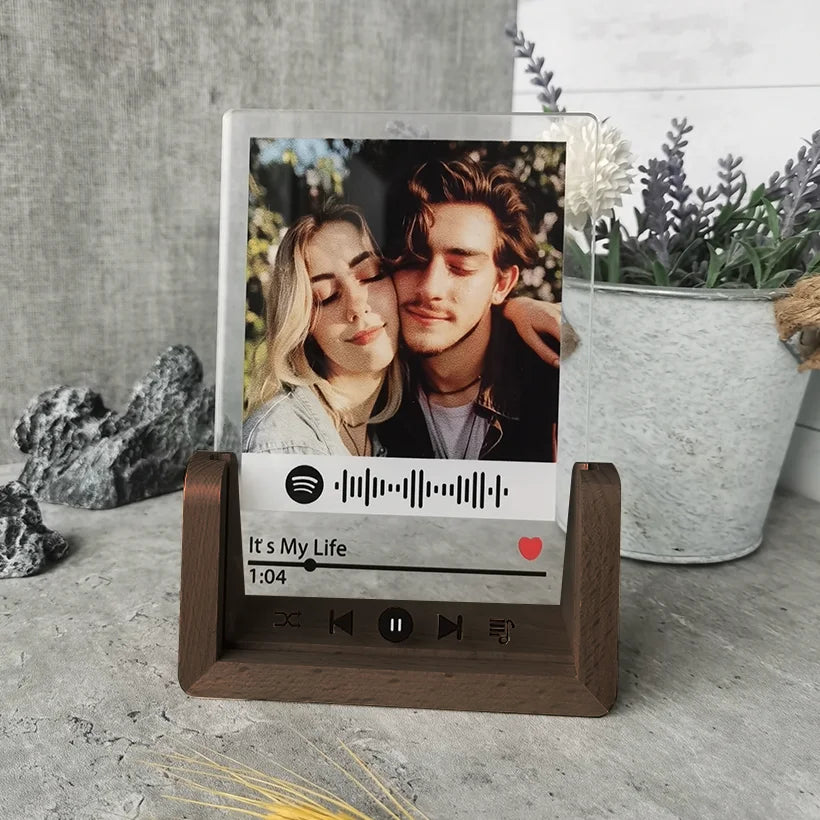 Custom Acrylic Photo Frame Wooden Spotify Song Code Picture Frame