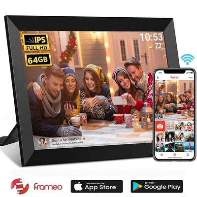 Frameo 10.1" Smart WiFi Digital Photo Frame, 32GB/64GB, 1280x800 IPS HD Touch Screen, Wall Mountable